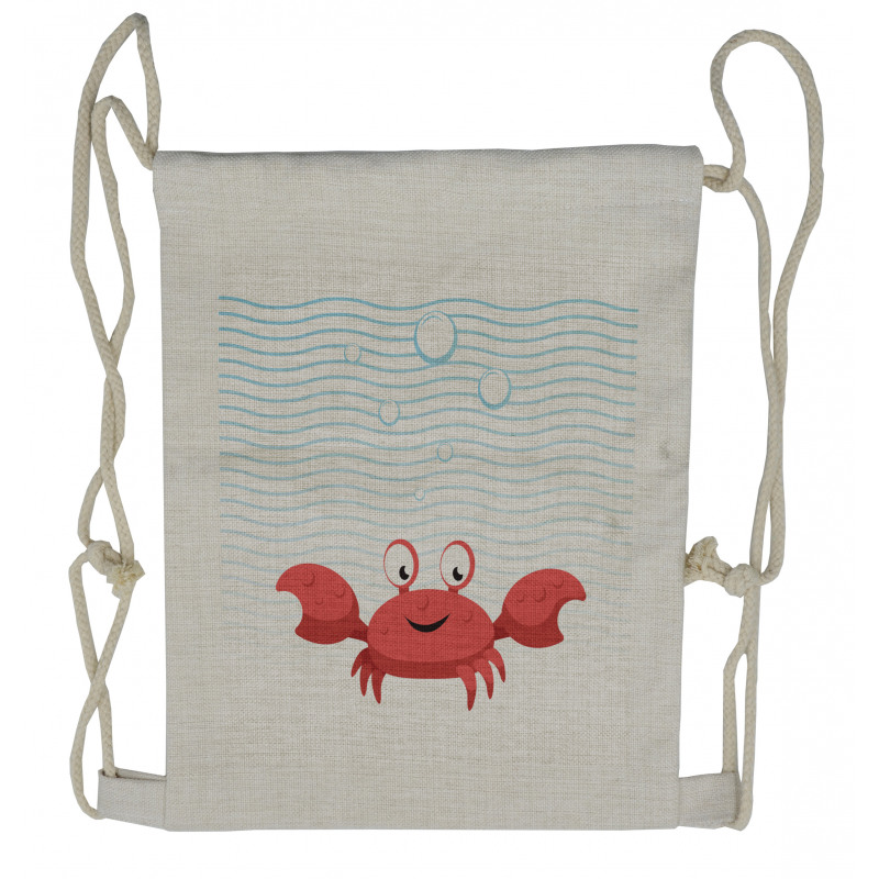 Crab Smiling Underwater Drawstring Backpack