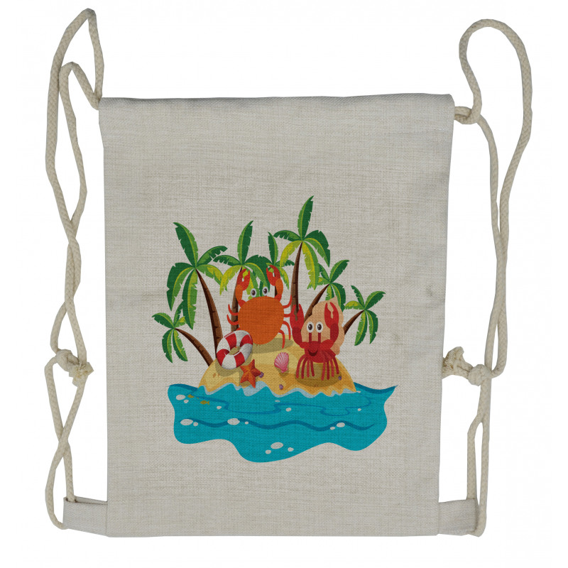 Exotic Island Cartoon Drawstring Backpack