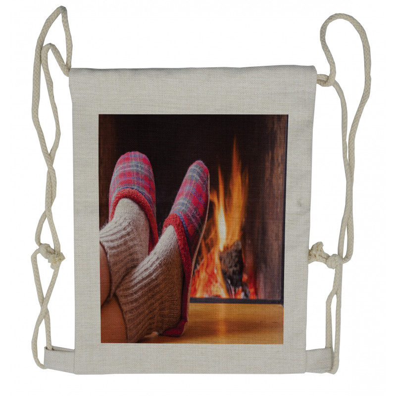 Cozy Socks and Slippers Drawstring Backpack