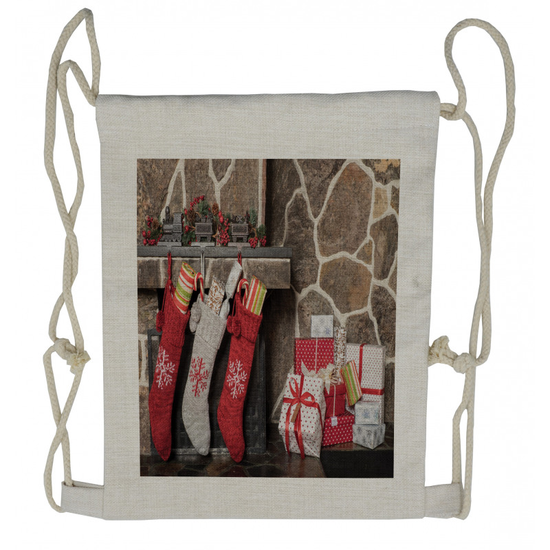 Stockings and Gift Boxes Drawstring Backpack