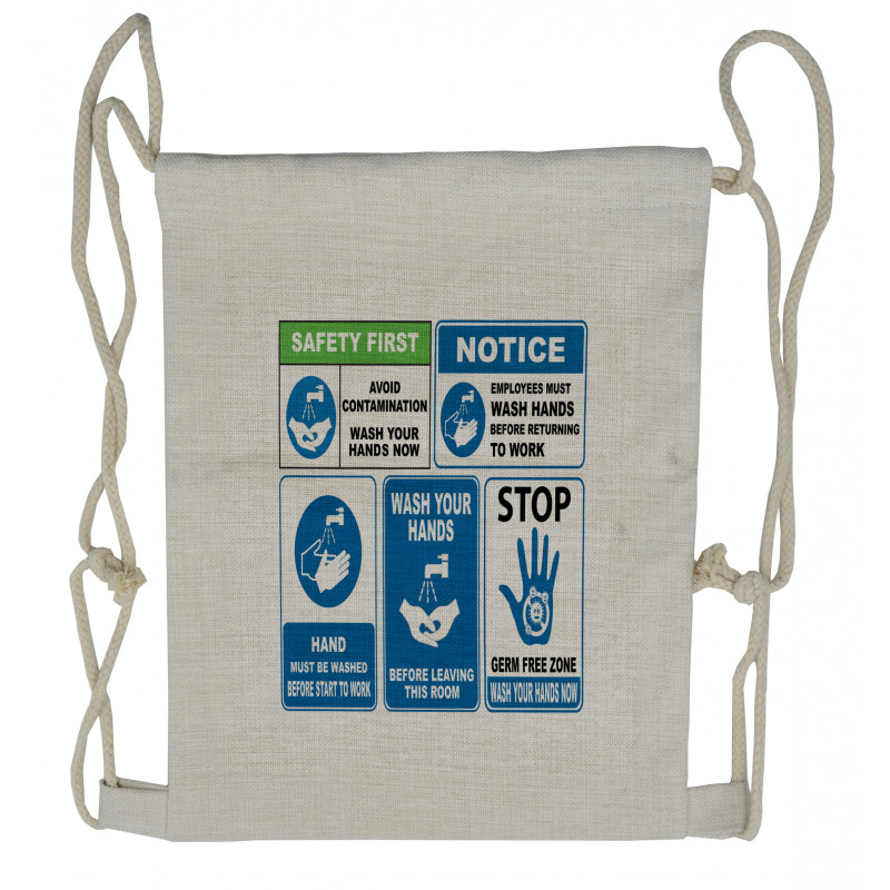 Wash Your Hands Sign Drawstring Backpack