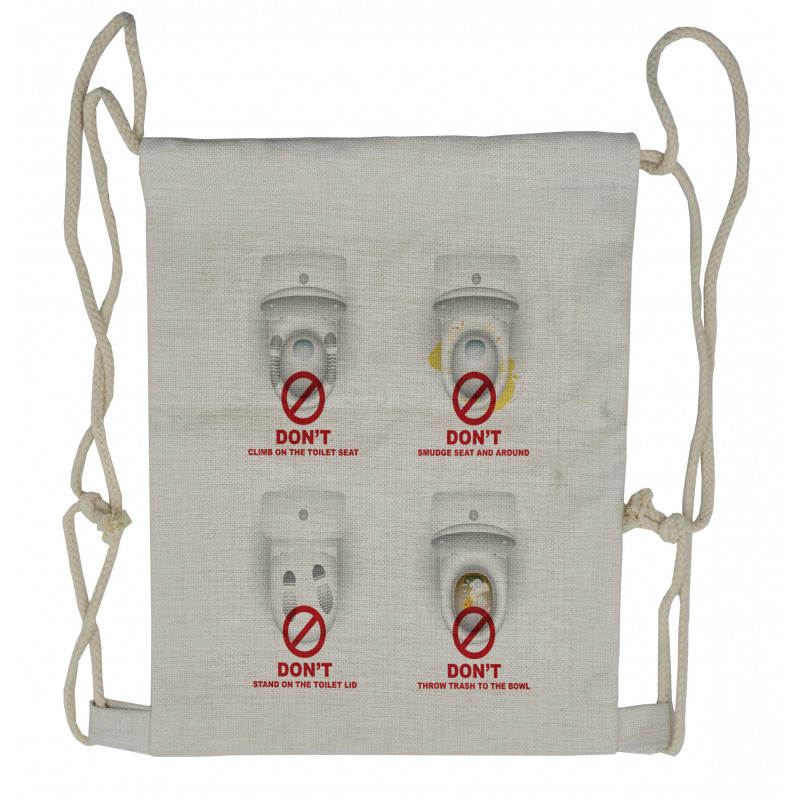 Toilet Bowls Warning Drawstring Backpack