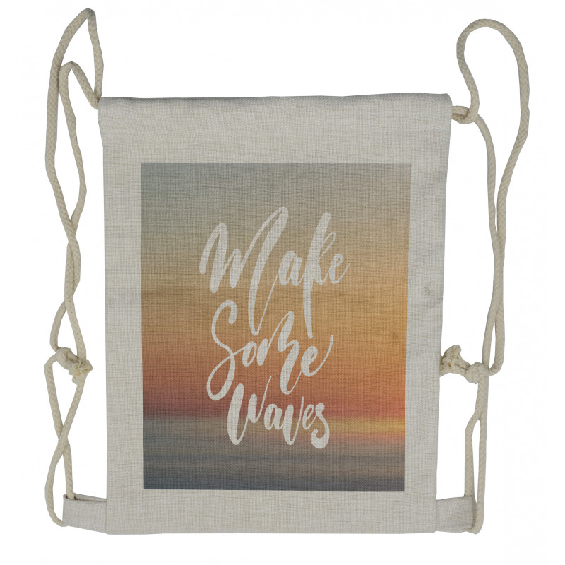 Words on Blurry Sunset Drawstring Backpack