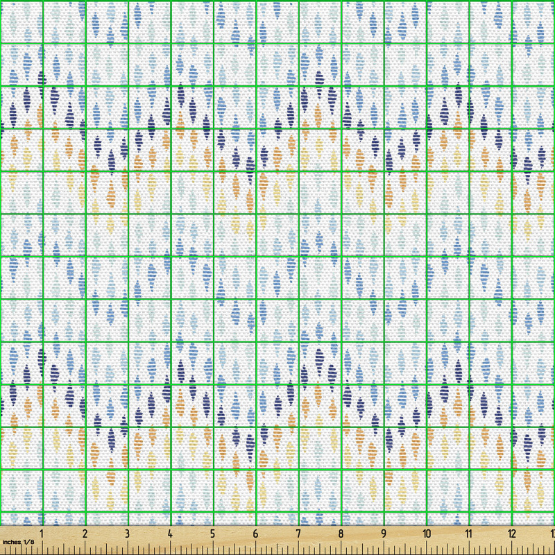 Geometrik Parça Kumaş El Çizimi Rengarenk Tekrarlayan Zikzaklar