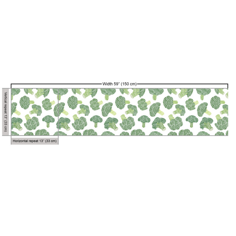 Sağlık Parça Kumaş Beyaz Fon Üzerindeki Yeşil Brokoli Desenli
