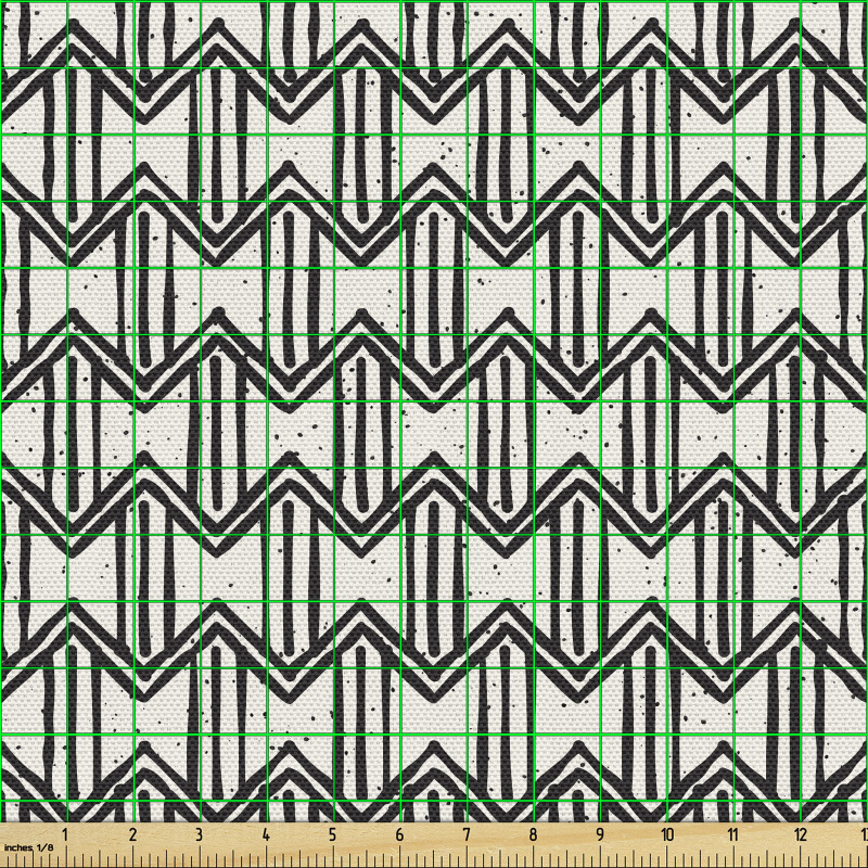Soyut Parça Kumaş Zikzak Şeritler ve Köşeli Etnik Tasvirler