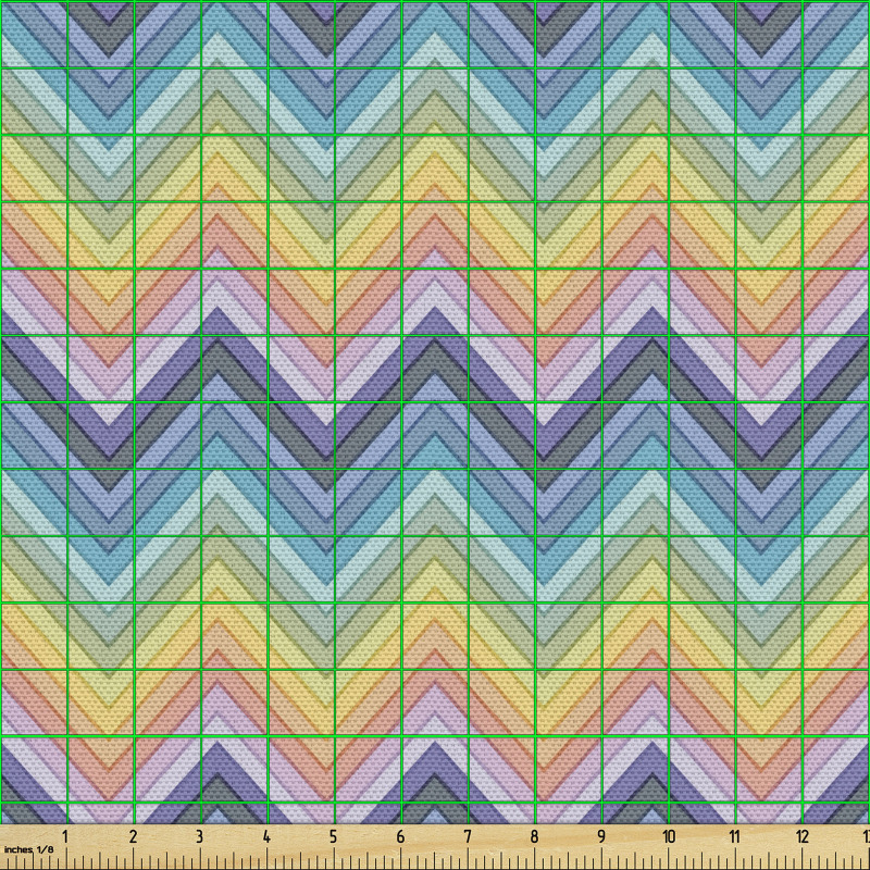 Soyut Parça Kumaş Gökkuşağı Renklerinde Yatay Zikzak Şeritler