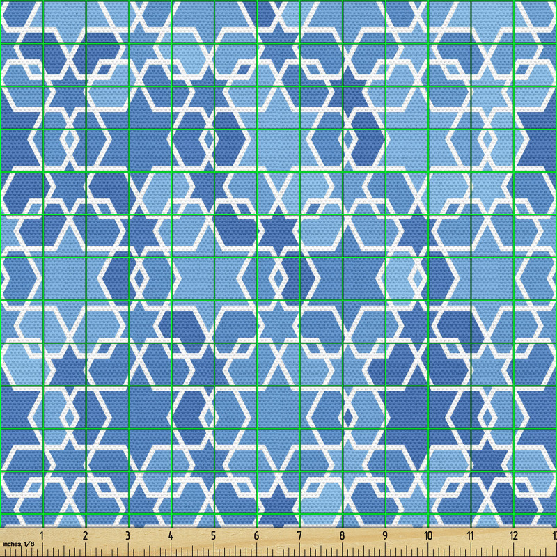 Geometrik Parça Kumaş Yıldızlar ve Dörtgenler ile Mozaik Motif