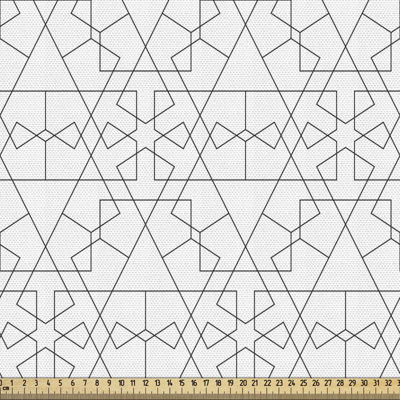 Minimalist Parça Kumaş İnce Çizgiler ile Üçgenler ve Yıldızlar
