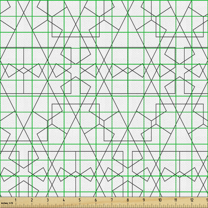 Minimalist Parça Kumaş İnce Çizgiler ile Üçgenler ve Yıldızlar