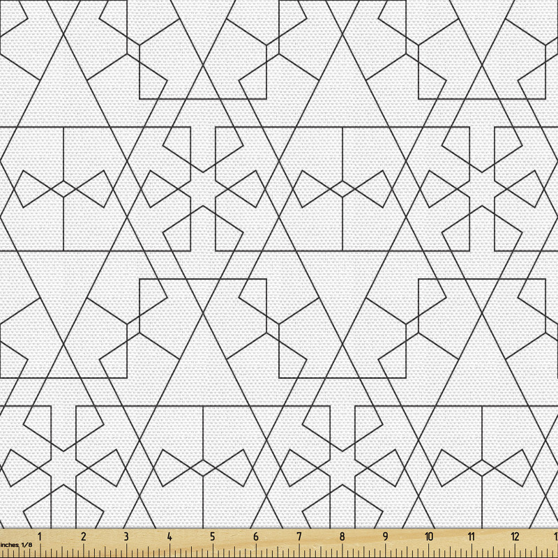 Minimalist Parça Kumaş İnce Çizgiler ile Üçgenler ve Yıldızlar