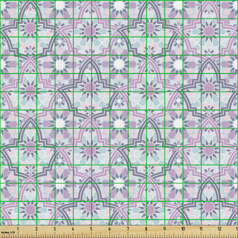 Geometrik Parça Kumaş Sevimli ve Parlak Çiçekli Mozaik Motif