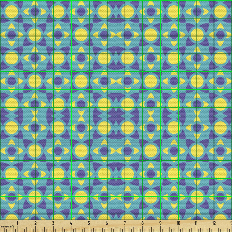 Geometrik Parça Kumaş Parlak Yuvarlaklar ile Yarım Elipsler