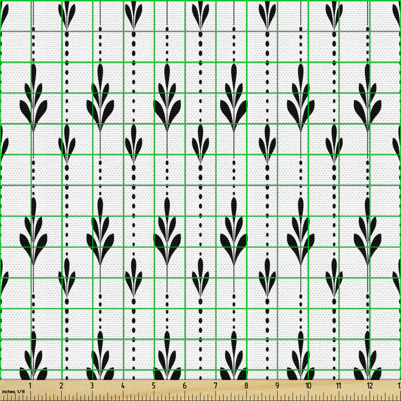 Moda Parça Kumaş Dikey Nokta Çizgileri ile Yaprak Desenleri