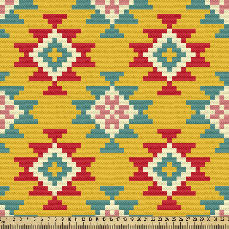 Geometrik Parça Kumaş Zikzaklı Kilim Desenli