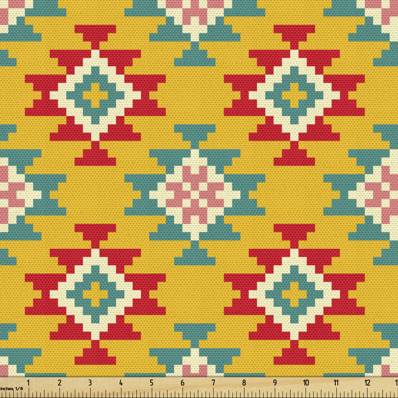 Geometrik Parça Kumaş Zikzaklı Kilim Desenli