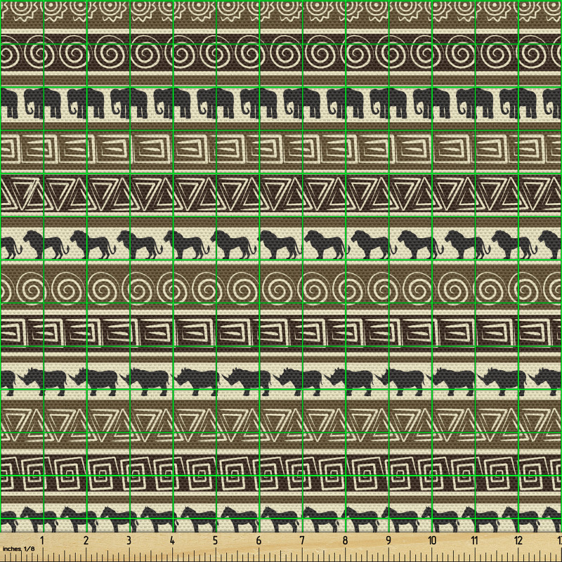Geometrik Parça Kumaş Vahşi Hayvanlar Desenli