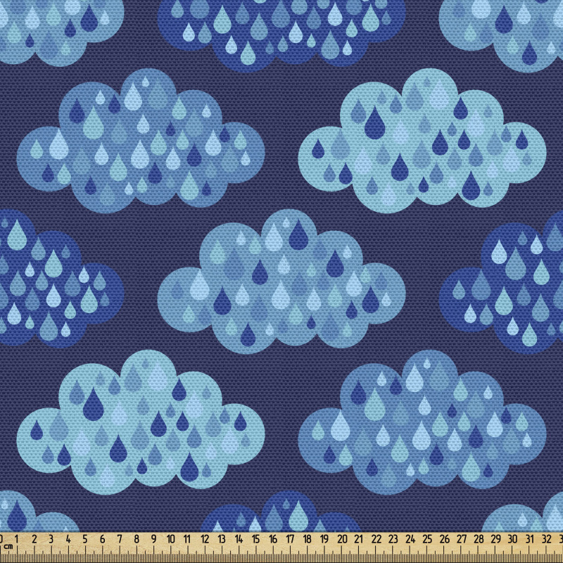 Gökyüzü Parça Kumaş Mavi Fon Üzerindeki Yağmur Damlaları Hava