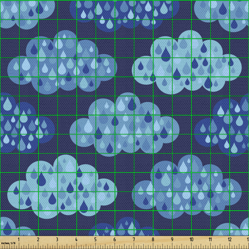 Gökyüzü Parça Kumaş Mavi Fon Üzerindeki Yağmur Damlaları Hava