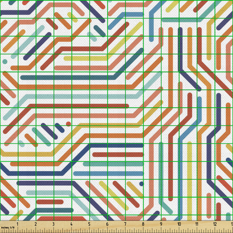 Geometrik Parça Kumaş Çizgilerle Oluşturulmuş Labirent Deseni