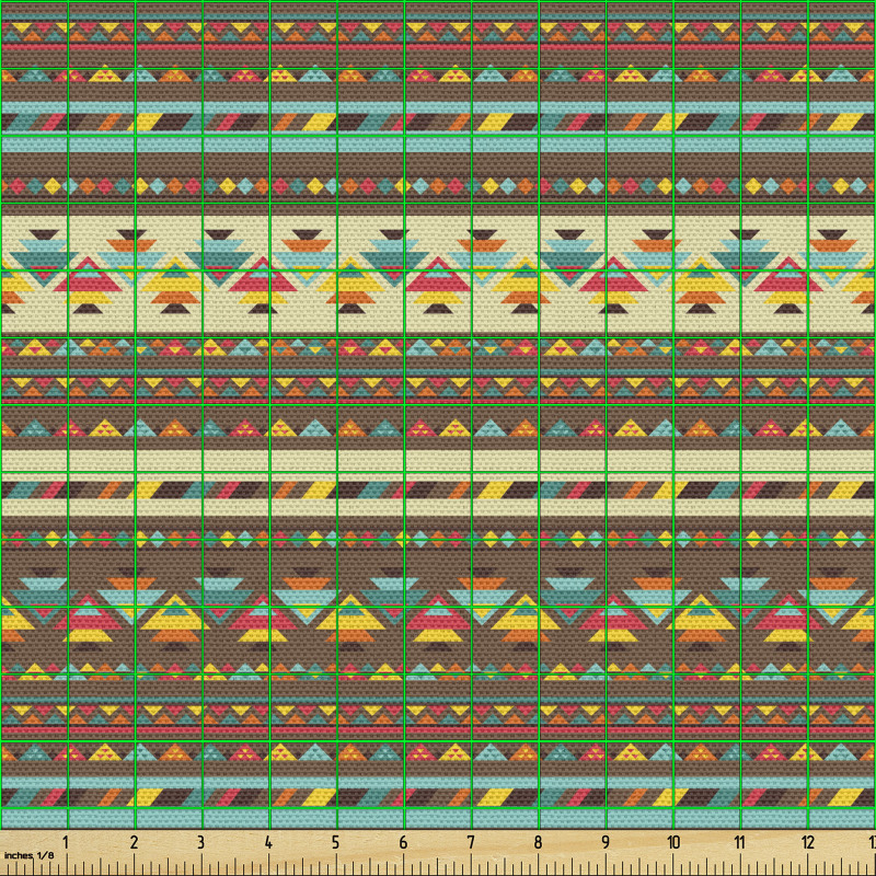 Kabile Parça Kumaş Yatay Şeritler Arasında Sıkışık Motifler