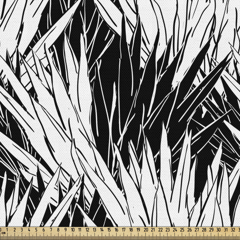 Botanik Parça Kumaş Siyah Beyaz Yapılan Uzun Gövdeli Otlar