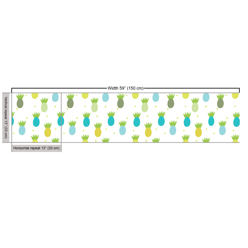 Tropikal Parça Kumaş Aralarında Noktalar Olan Ananas Çizimleri