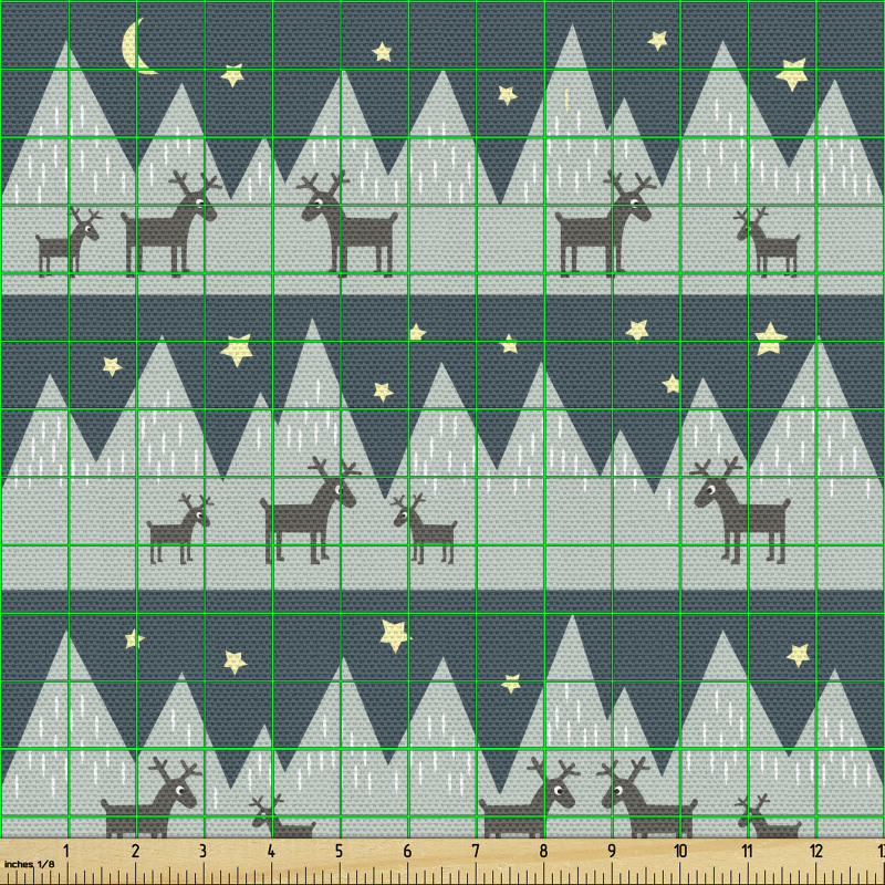 Orman Parça Kumaş Tekrarlanmış  Yetişkin ve Yavru Geyikler