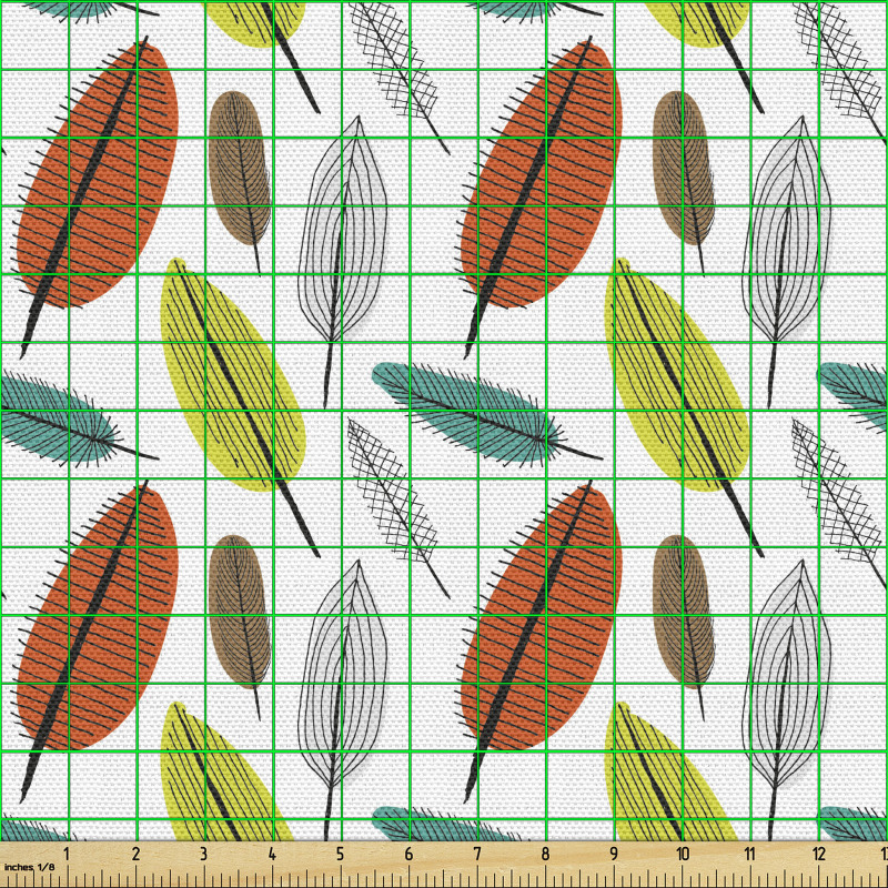 Botanik Parça Kumaş Tekrarlanmış Rengarenk Yaprak Tasarımları