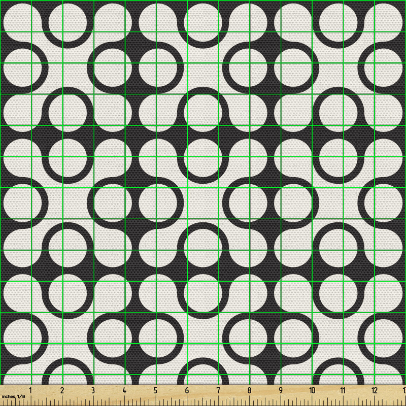Geometrik Parça Kumaş Daireler ve Karelerden Oluşan Örüntü 