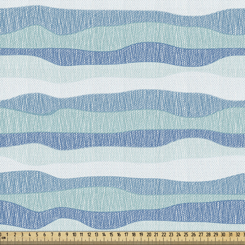 Deniz Parça Kumaş Şeritlerle Ayrılmış Eskitilmiş Dalgalı Desen