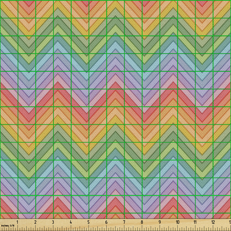 Geometrik Parça Kumaş Tekrarlanmış Göz Alıcı Paralel Zikzaklar