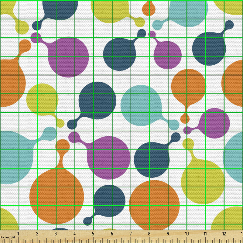 Geometrik Parça Kumaş Sık Tekrarlanmış Rengarenk Yuvarlaklar