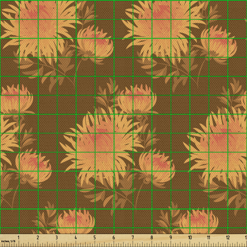 Botanik Parça Kumaş Tekrarlanan Püsküller Olan Sevimli Çiçekler
