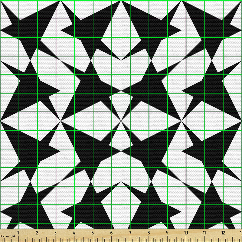 Geometri Parça Kumaş Sade Fona Tekrarlanmış Göz Alıcı Yıldızlar