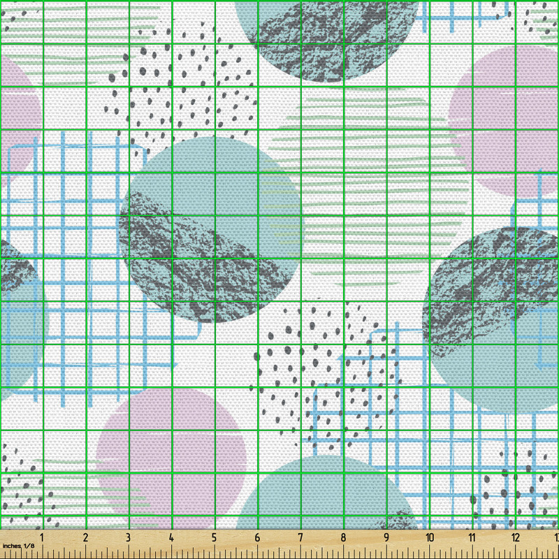 Geometri Parça Kumaş Beyaz Fon Üzerine Renkli Yuvarlak Desenler