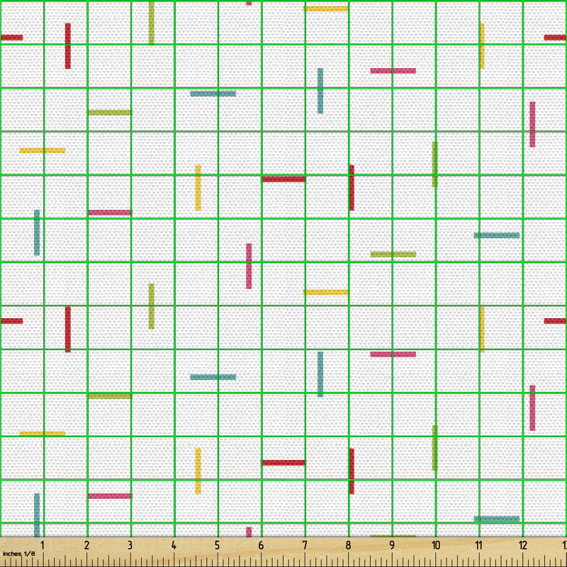 Geometrik Parça Kumaş Beyaz Fon Üzerine Rengarenk Çizgiler