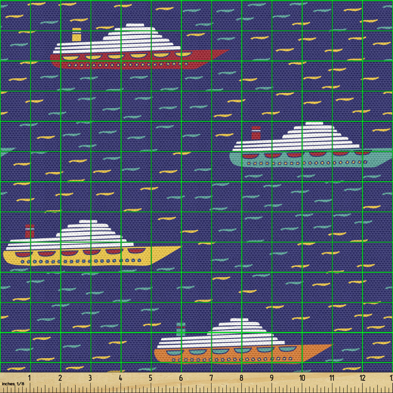 Denizcilik Parça Kumaş Tekrarlanan Rengarenk Yolcu Gemileri
