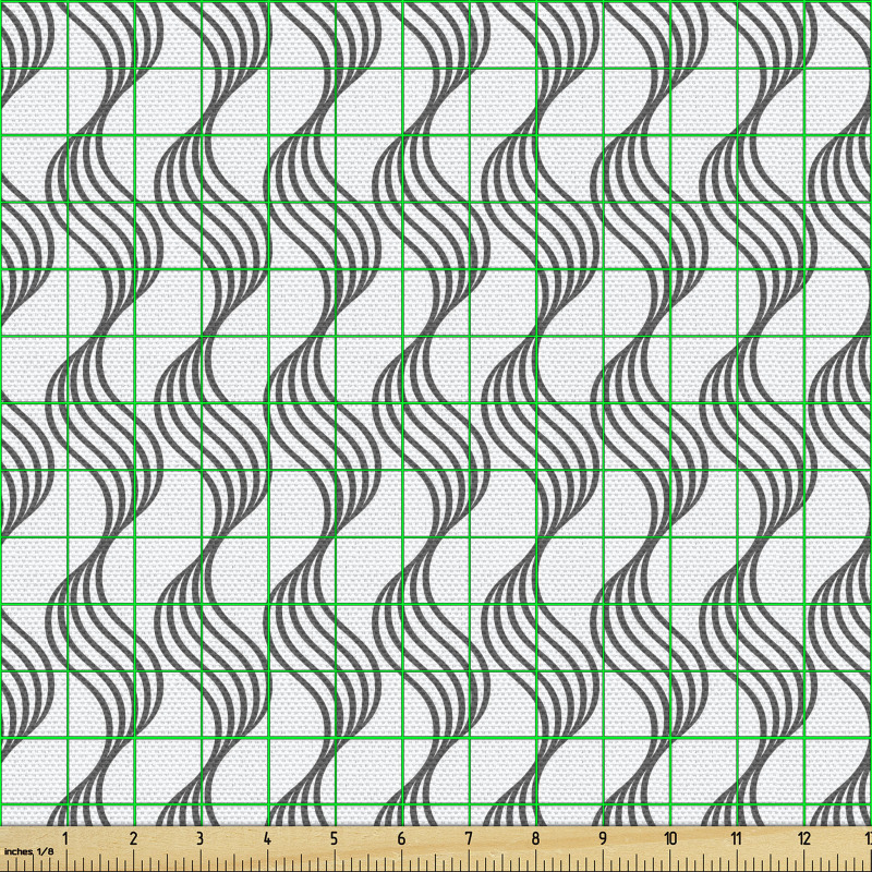 Geometrik Parça Kumaş Karakalem Tekrarlanmış Çizgilerle Örüntü