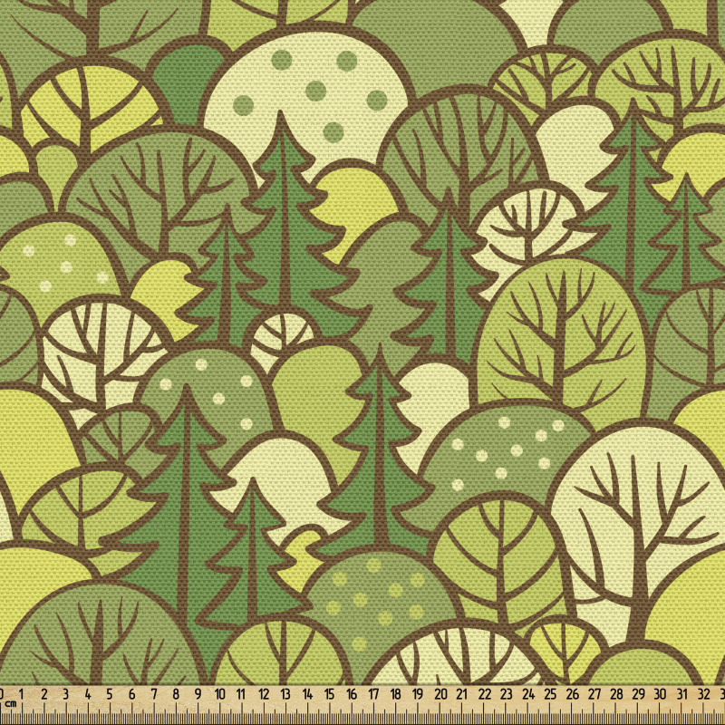Doğa Parça Kumaş Farklı Ağaç Çeşitlerine Sahip Orman Manzarası