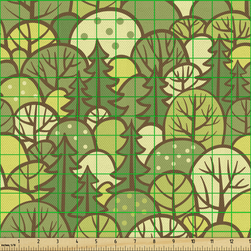 Doğa Parça Kumaş Farklı Ağaç Çeşitlerine Sahip Orman Manzarası