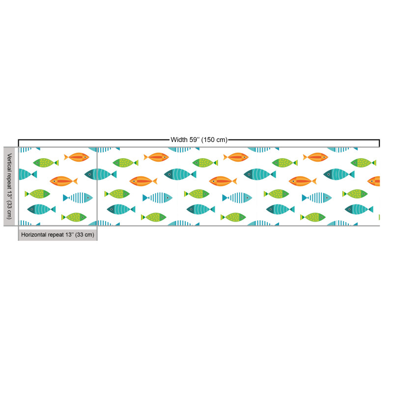 Canlı Parça Kumaş Geometrik Şekilli Deniz Hayvanı Çizimleri