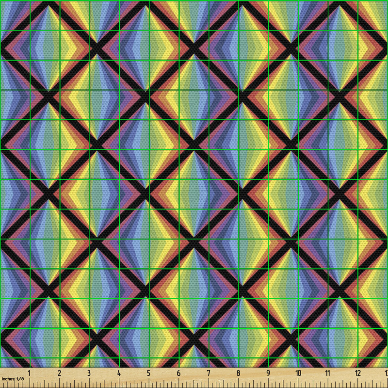 Geometrik Parça Kumaş Parlak Rengarenk Üç Boyutlu Tasarımlar