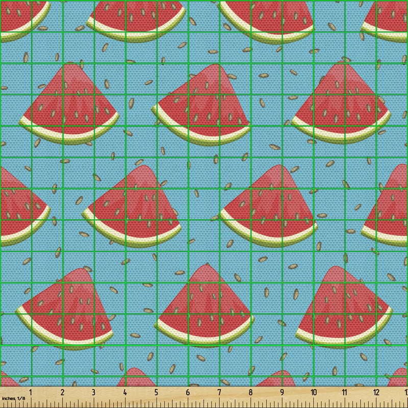 Meyve Parça Kumaş Çekirdekleri ile Karpuz Dilimi İllüstrasyonu