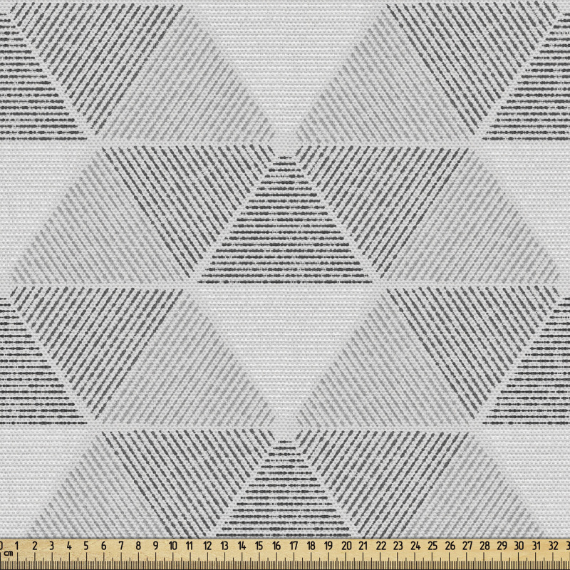 Geometrik Parça Kumaş Çizgili Üçgenlere Bölünmüş Altıgenler