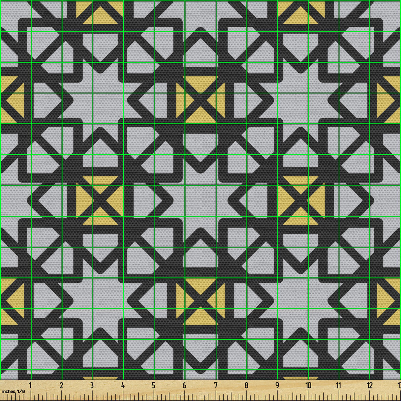 Geometrik Parça Kumaş Arabik Temalı Yıldız Görünümlü Semboller