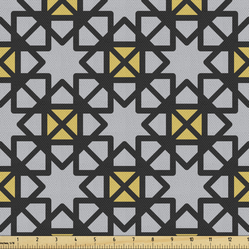 Geometrik Parça Kumaş Arabik Temalı Yıldız Görünümlü Semboller