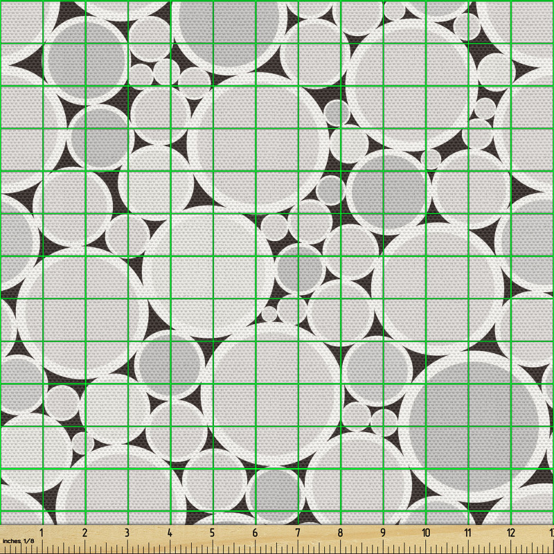 Geometrik Parça Kumaş Karanlık Zeminde Farklı Boyutta Daireler