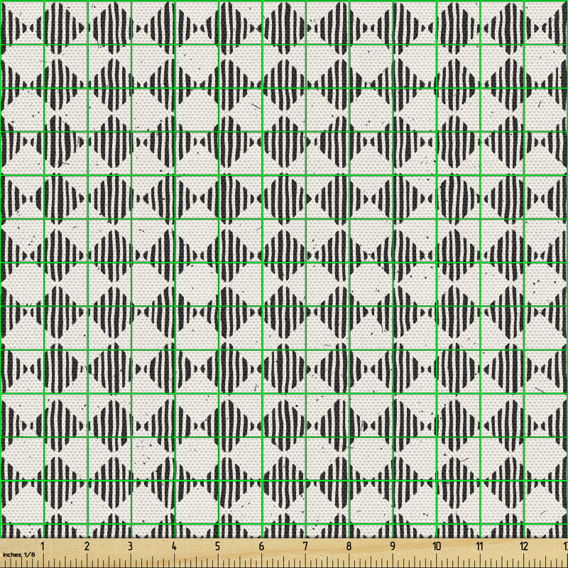 Geometrik Parça Kumaş Dikey Çizgili Zeminde Eşkenar Dörtgenler
