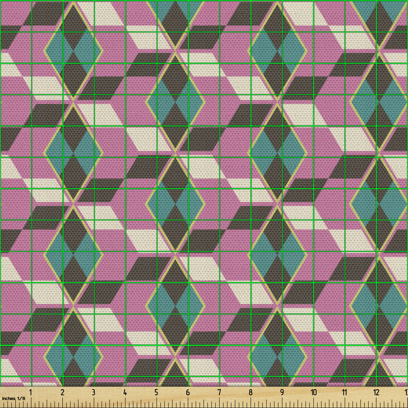 Geometrik Parça Kumaş Eşkenar Dörtgenlerden Oluşan Mozaik Şekil
